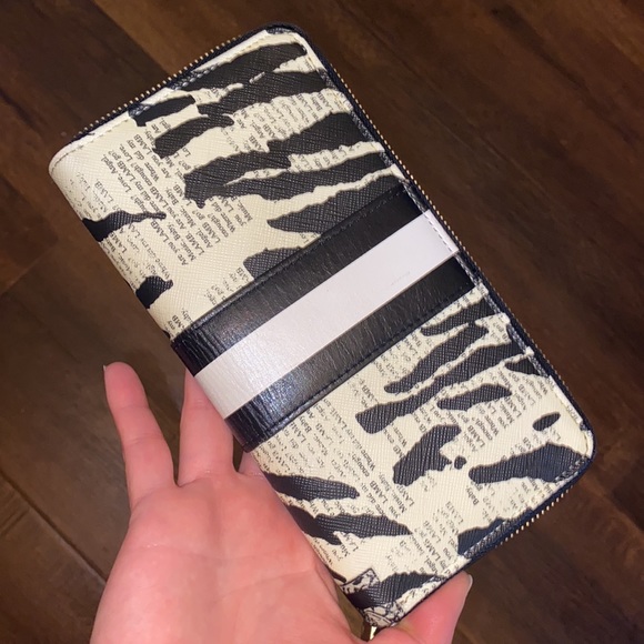 Y2K L.A.M.B. Zebra Black and White LEATHER Stripe Long Wallet LARGE - Picture 6 of 16